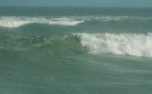 Halloween Day 2007, Another picture I took with an old, 35 mm camera, which I had no practice or knowledge of using, but I did get some poor quality shots of a huge Halloween 2007 swell that we had. This was smaller than the 12 foot plus face wave on the 6/27 post, but this was probably a 10 foot face that I shot from the back of Cocoa Beach pier.