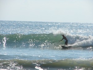 Chad, on the shoulder high wave of the day, Image 1 of 6 shot sequence, Tropical Storm Maria Day One at Johnson, photo by Oldwaverider