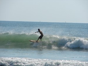 Chad enjoying day one of incoming Tropical Storm Maria, Johnson Avenue.  Photo by Oldwaverider