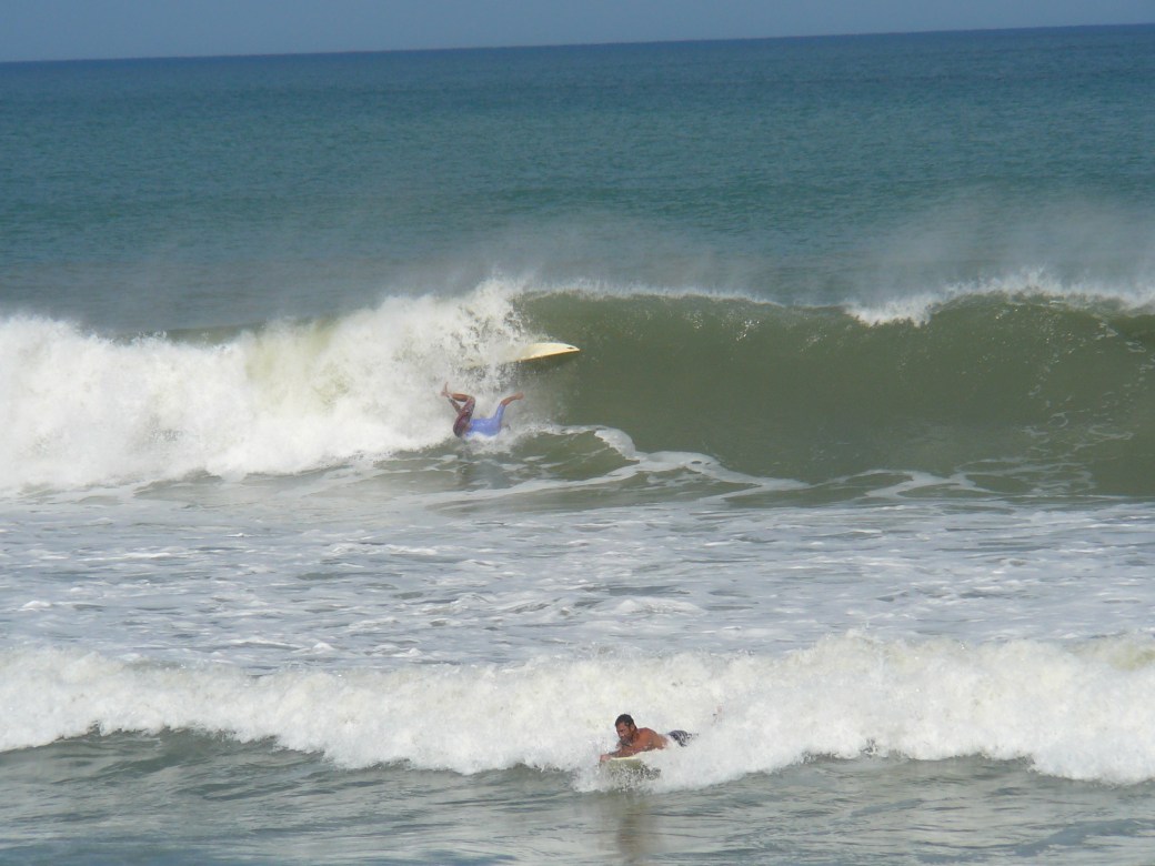 Hopefully he puts his feet together ... Hurricane Leslie photos at Cocoa Beach Pier, taken by Mike Melito