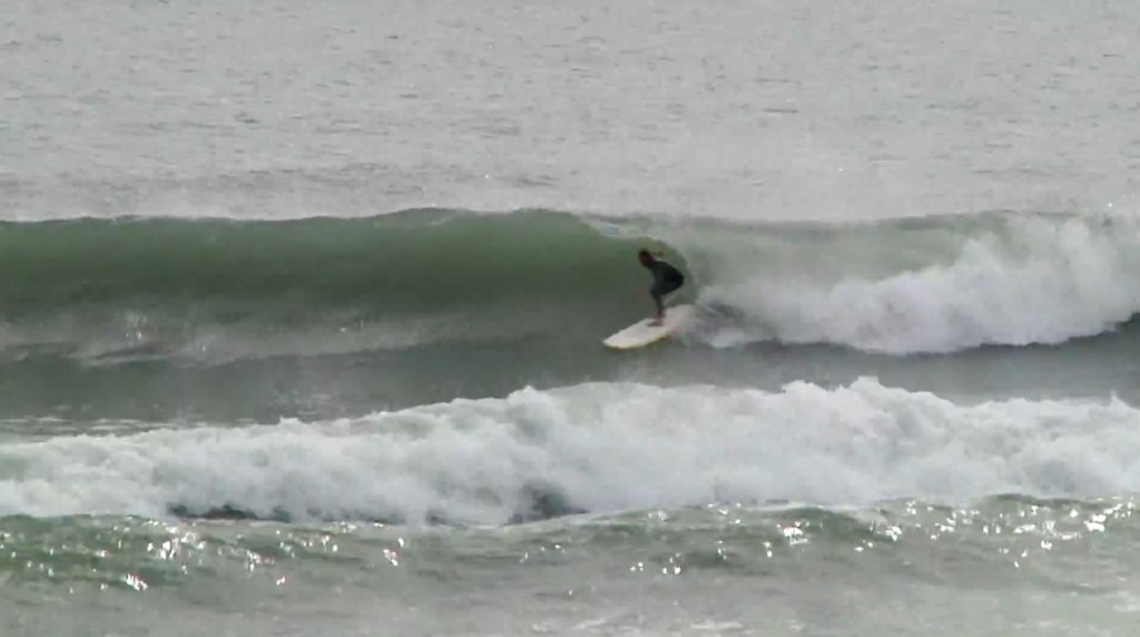 Chad exiting a quick barrel in Satellite Beach, April 22, 2014